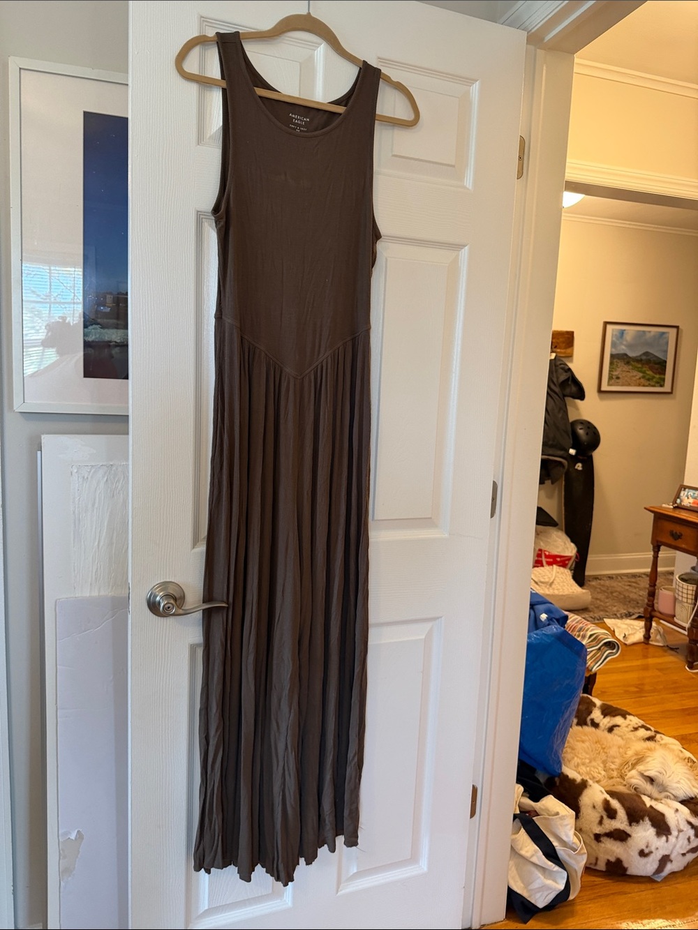 Sleeveless Brown Maxi Dress